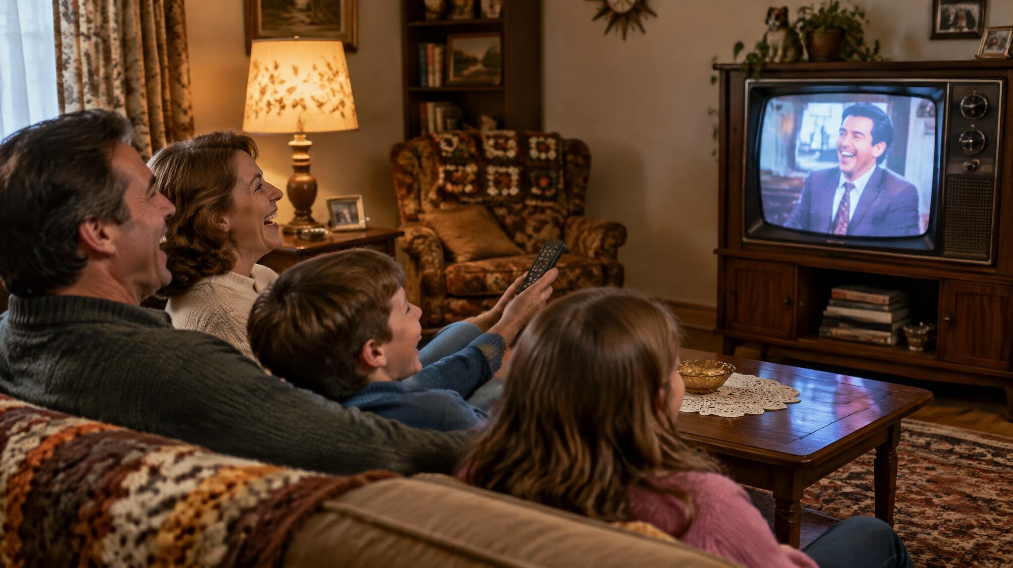 family watching tv together